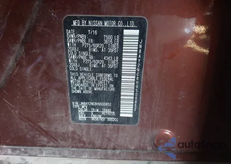 2017 Nissan Armada Sl z USA, uszkodzony, nr VIN JN8AY2NC8H9500852